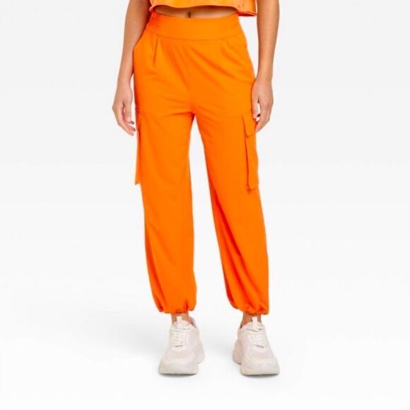 JoyLab Pants - NWT JoyLab Cinch Hem Cargo Pants High Rise Jogger Orange Size XXL